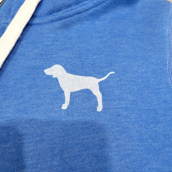 PINK Victoria's Secret 1/4 zip hooded sweatshirt Women's Size Small blue - Picture 5 of 9